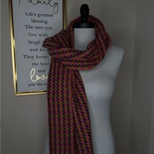 JCrew Stylish Pink, Tan and Blue Scarf